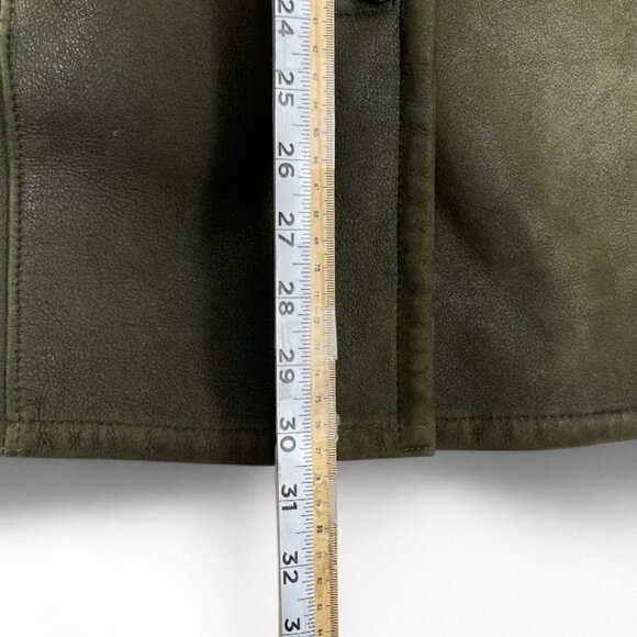 Wolff  Canada Shearling Sheepskin Olive Green Leather Fur Coat Jacket Women's L - Picture 11 of 12